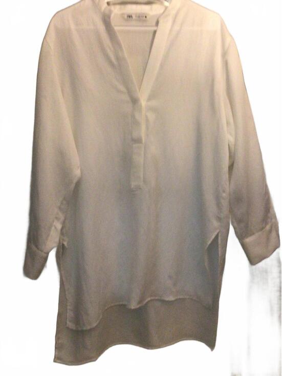 Zara Tops - Zara Deep V White Long Sleeve Tunic Size Large